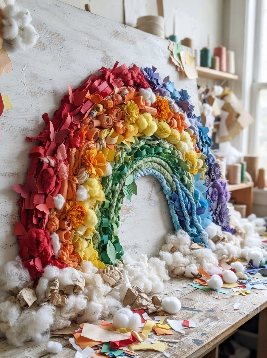 Arc-en-ciel en coton et en papier : 7 super idées de bricolage