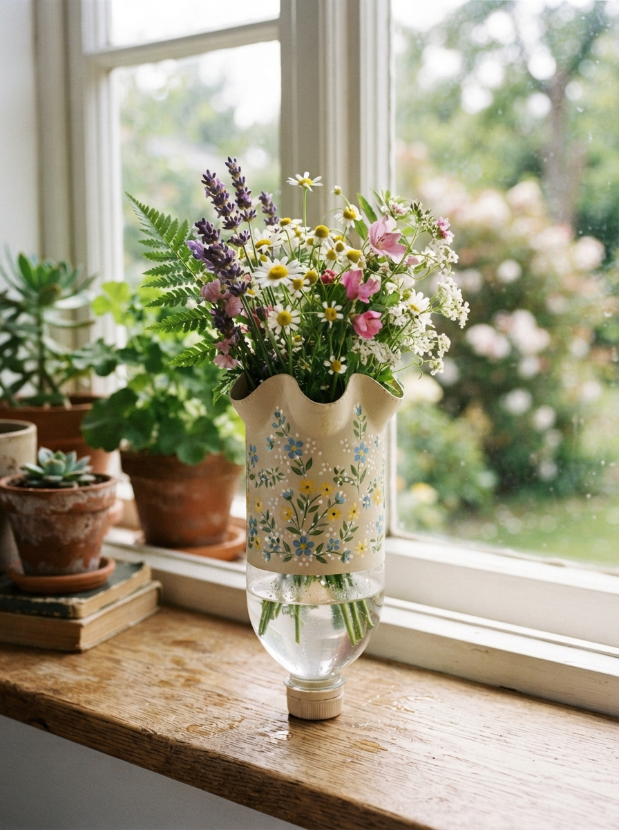 Vase fabriqué à partir d’une bouteille en plastique : 10 conseils